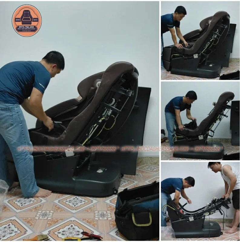 Tháo lớp vỏ và các phần thân ghế massage