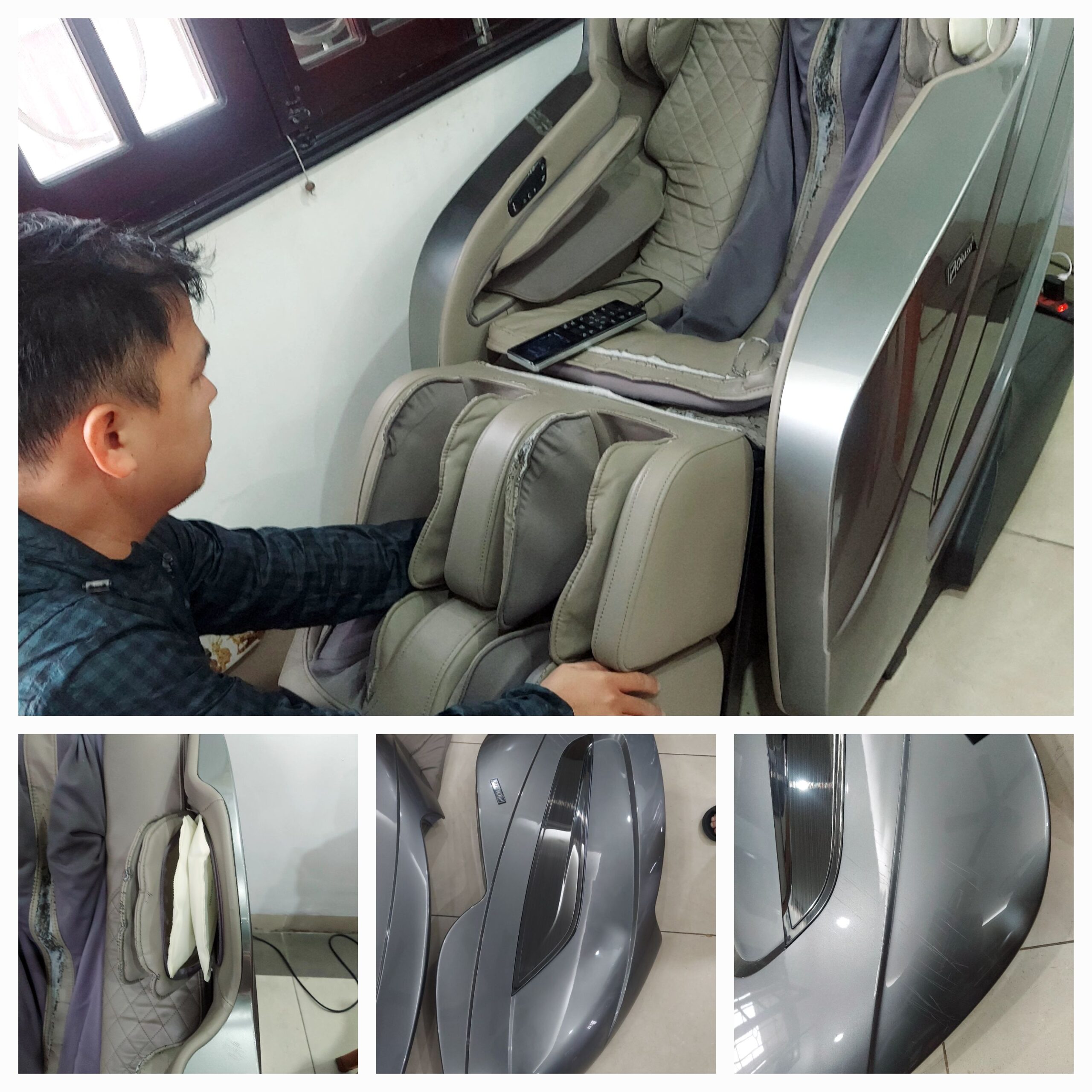 bọc vỏ ghế massage tại nhà